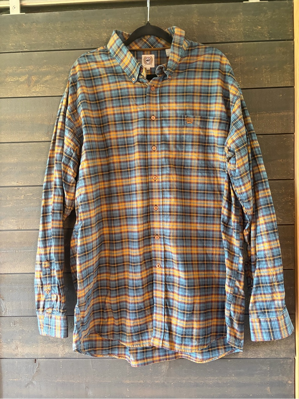 Cinch Men's Blue & Brown Plaid Button-Down Shirt